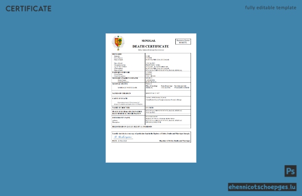 Senegaler Personenstandsurkunde (Sterbeurkunde) – Beispiel als Word- und PDF-Datei